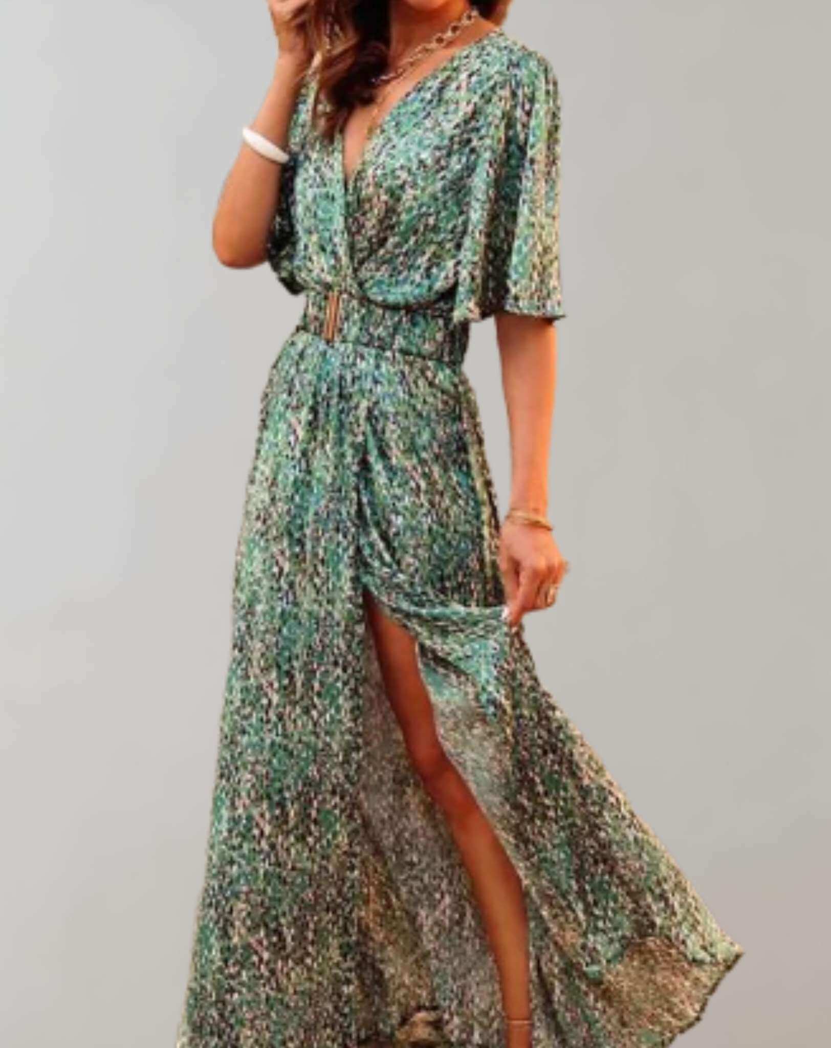 Relaxed Fit Floral Maxi Dress with Side Slit - Luxivelle