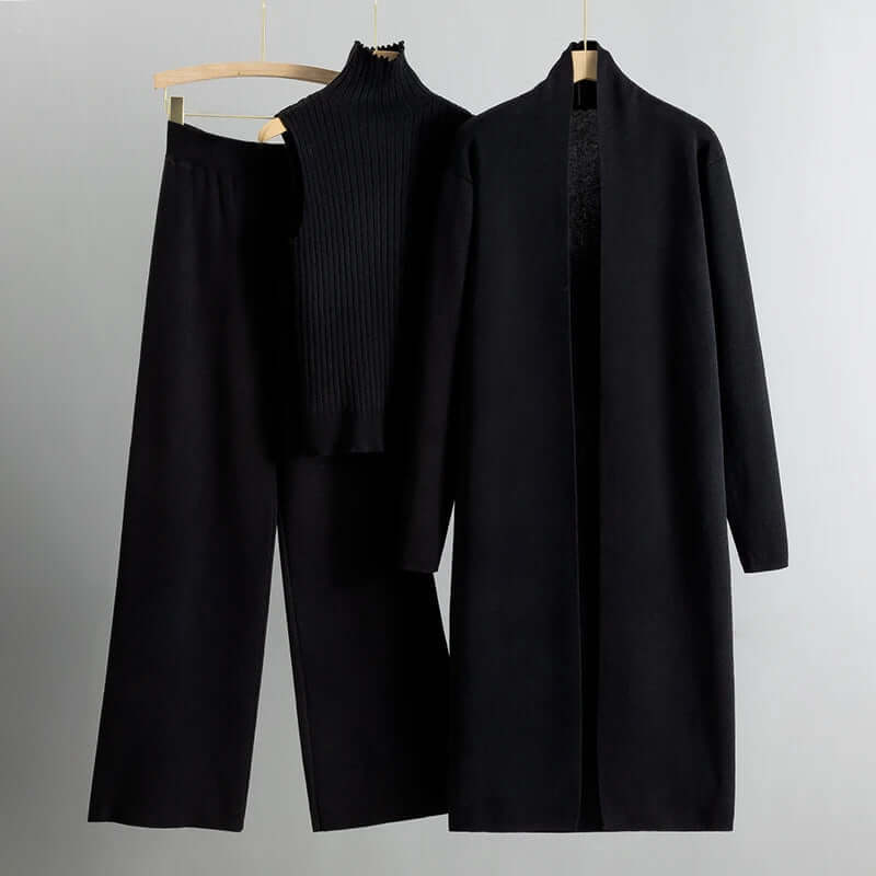 Cozy Women's 3-Piece Sweater Set with Cardigan