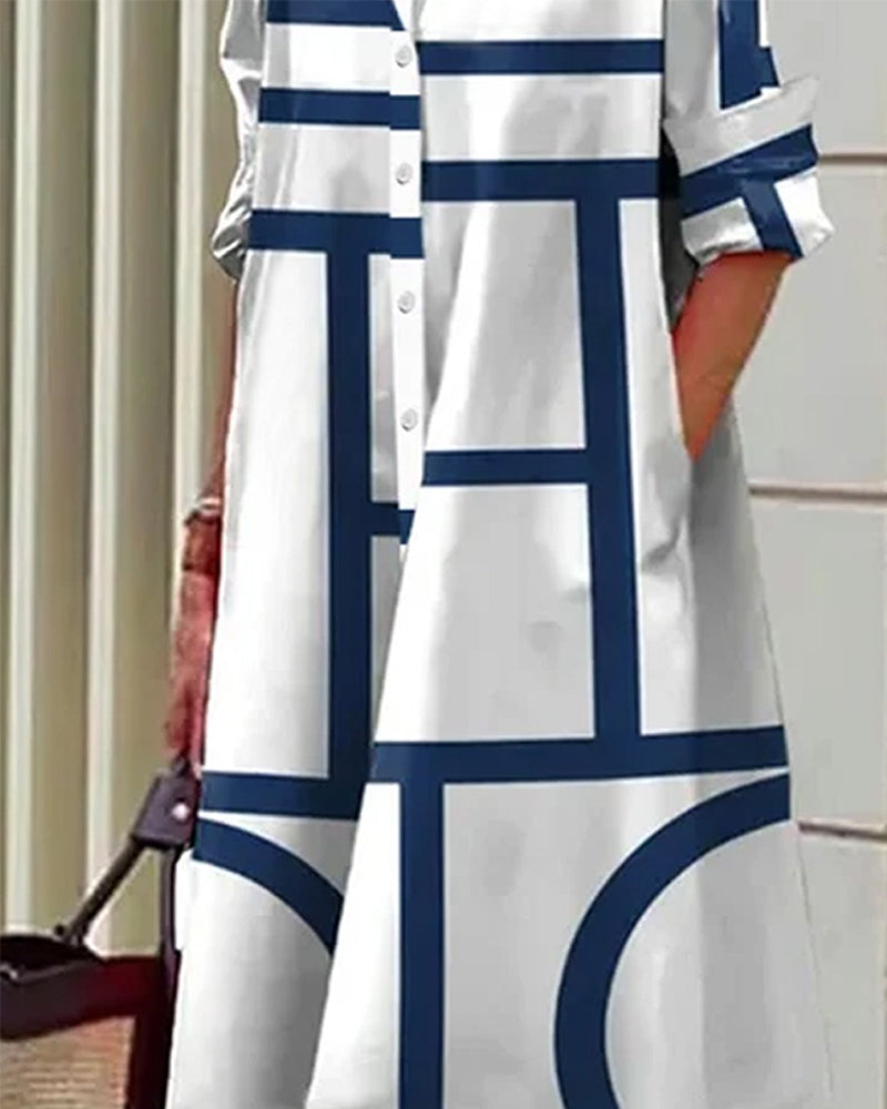 Floral Print A-Line Dress with Pockets for Ladies