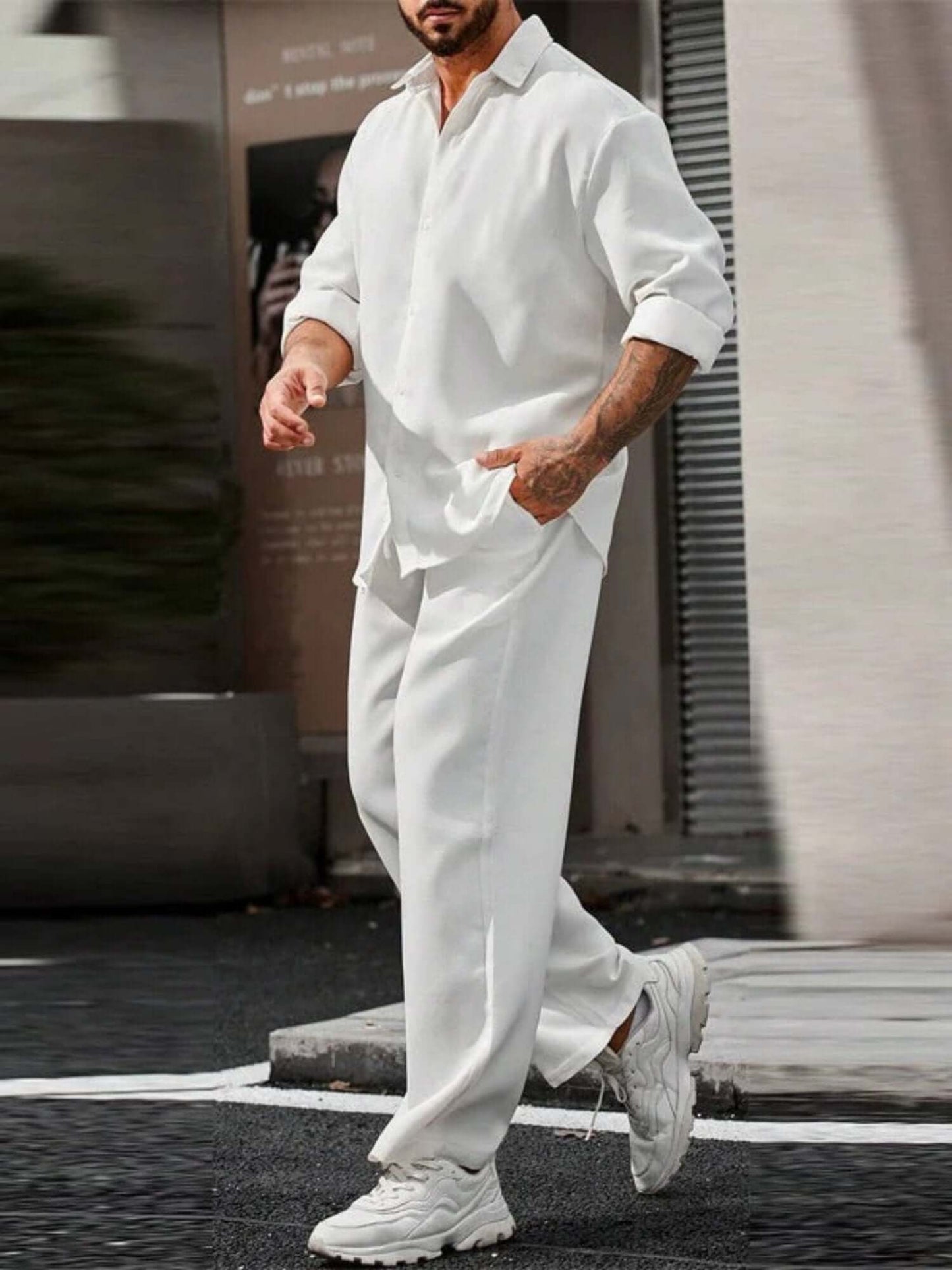 Comfortable Men's Lounge Pants Shirt Set