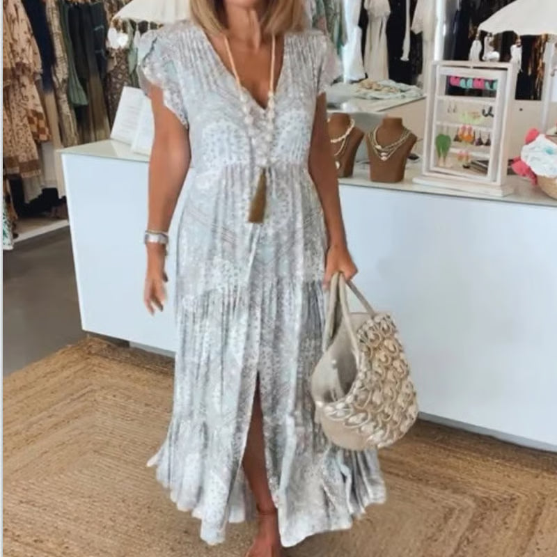 Classic Chic V-Neck Women's Dress - Luxivelle