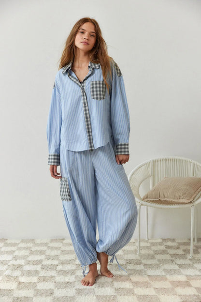 Cozy 2 Piece Pajama Set Cotton Sleepwear for Ladies