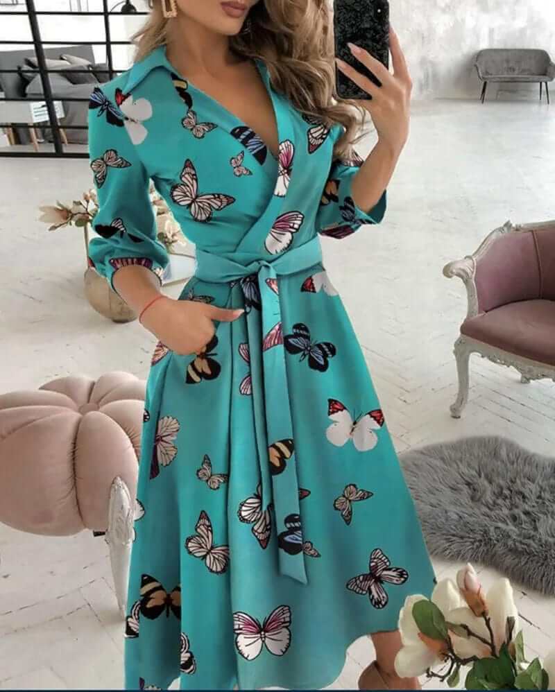 Ladies' Chic Long Sleeve Midi Dress - Luxivelle
