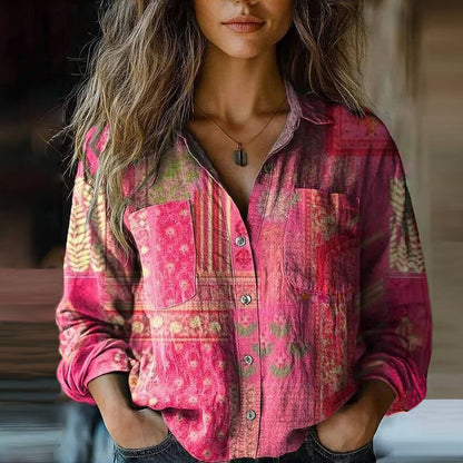 Ladies Classic Cotton Floral Long Sleeve Top