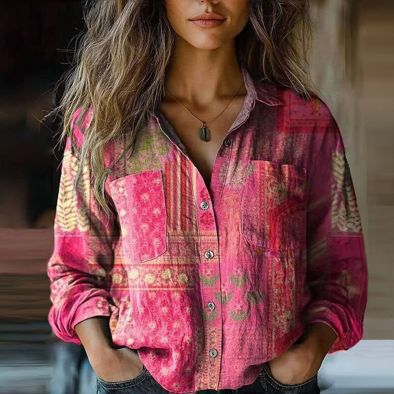 Fiona | Women's Long Sleeve Vintage Printed Blouse 4