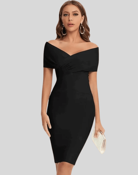 Chic Cold Shoulder Knee Length Dress - Luxivelle