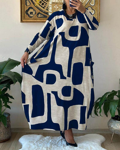 Fashionable Floral Long Sleeve Women's Dress
