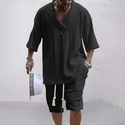 Comfortable Knit Shirt and Shorts Combo
