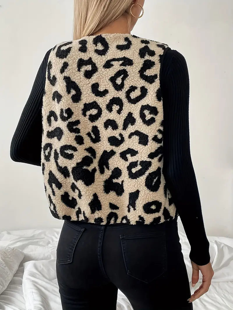 Clara Women's Vest – Lightweight Leopard Print, V-Neck Design-6