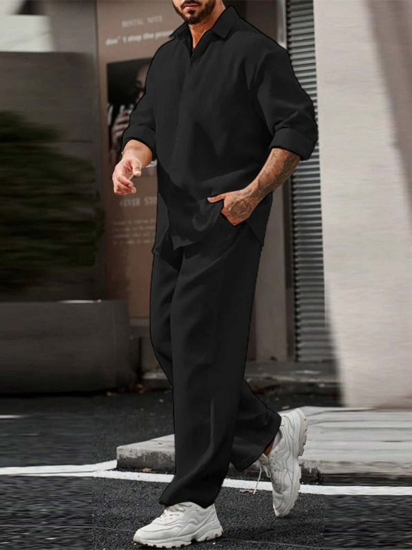 Comfortable Men's Lounge Pants Shirt Set