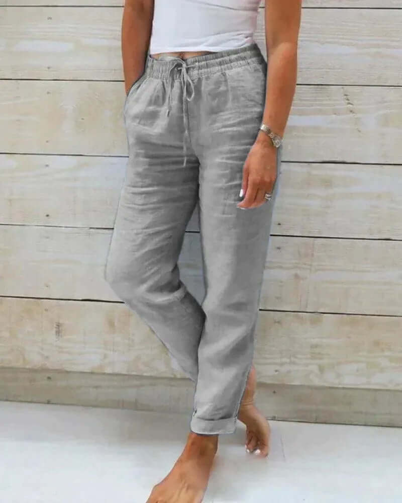 Ladies Comfortable Loose Fit Linen Pants