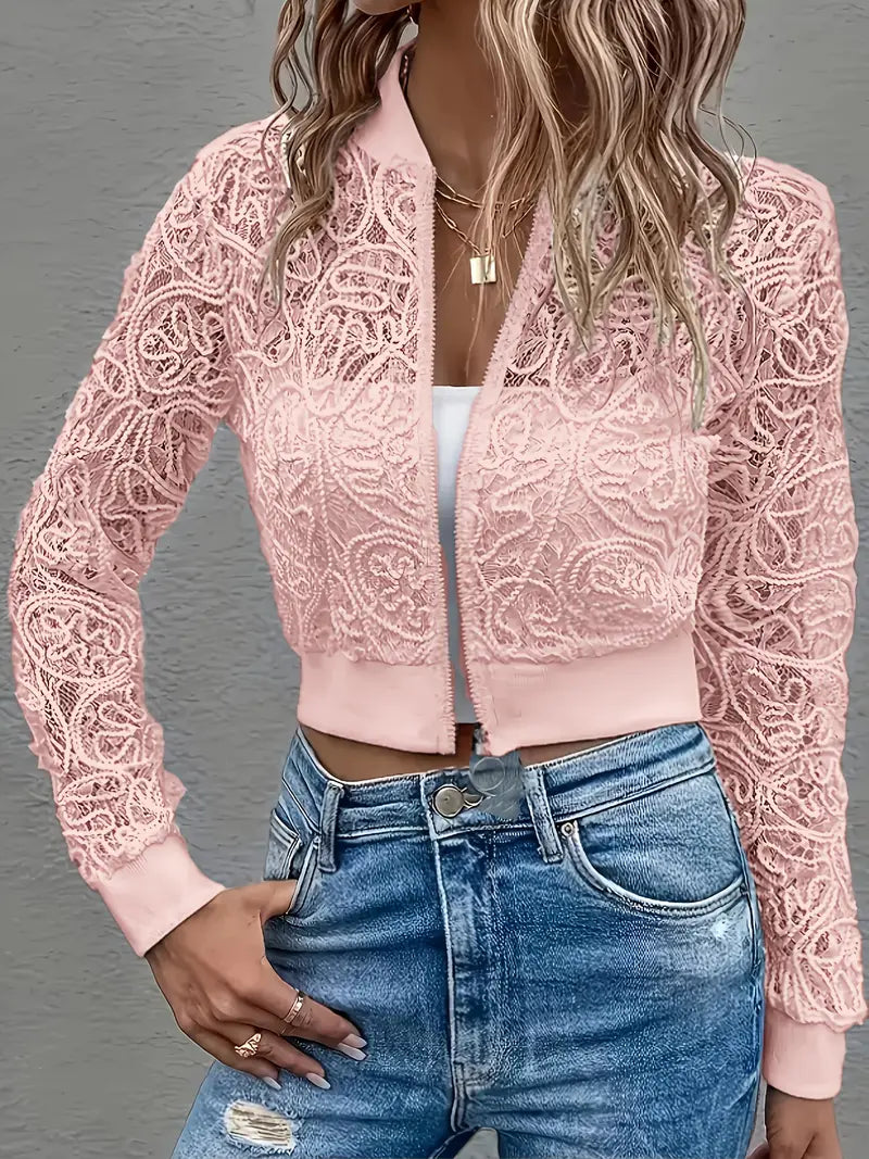 Short Embroidered Women's Bomber Jacket