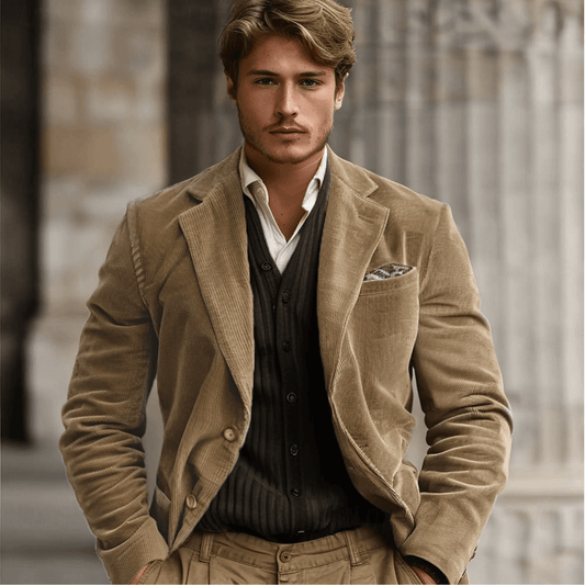 Classic Fit Corduroy Blazer Coat - Luxivelle