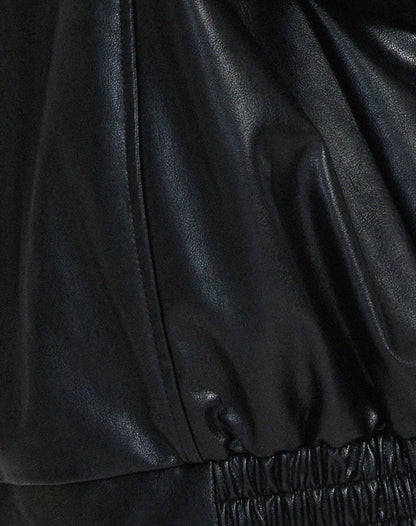 Large Synthetic Leather Women's Coat