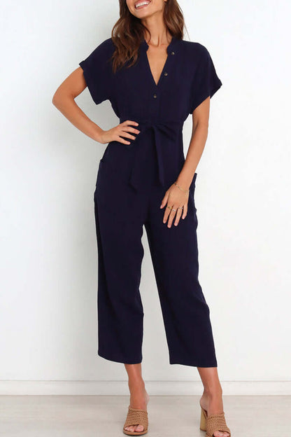 Ladies' Classic V-Neck One-Piece Jumpsuit - Luxivelle