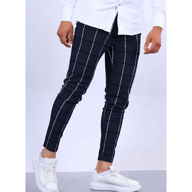 Relaxed Fit Plaid Trousers for Men