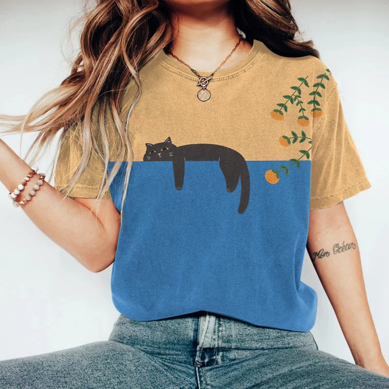 Vespera Two-Tone Graphic Tee – Soft Cotton, Oversized Fit-1
