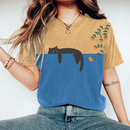 Variant image for Vespera Two-Tone Graphic Tee – Soft Cotton, Oversized Fit-1