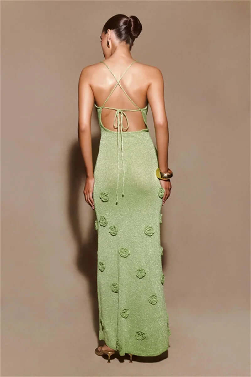 Ladies Elegant Flower V Neck Prom Dress