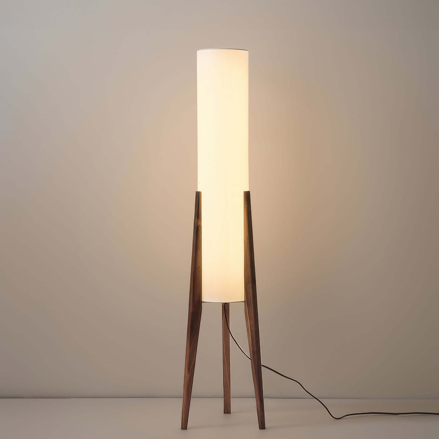 Natural Wooden Table Lamp with Linen Shade