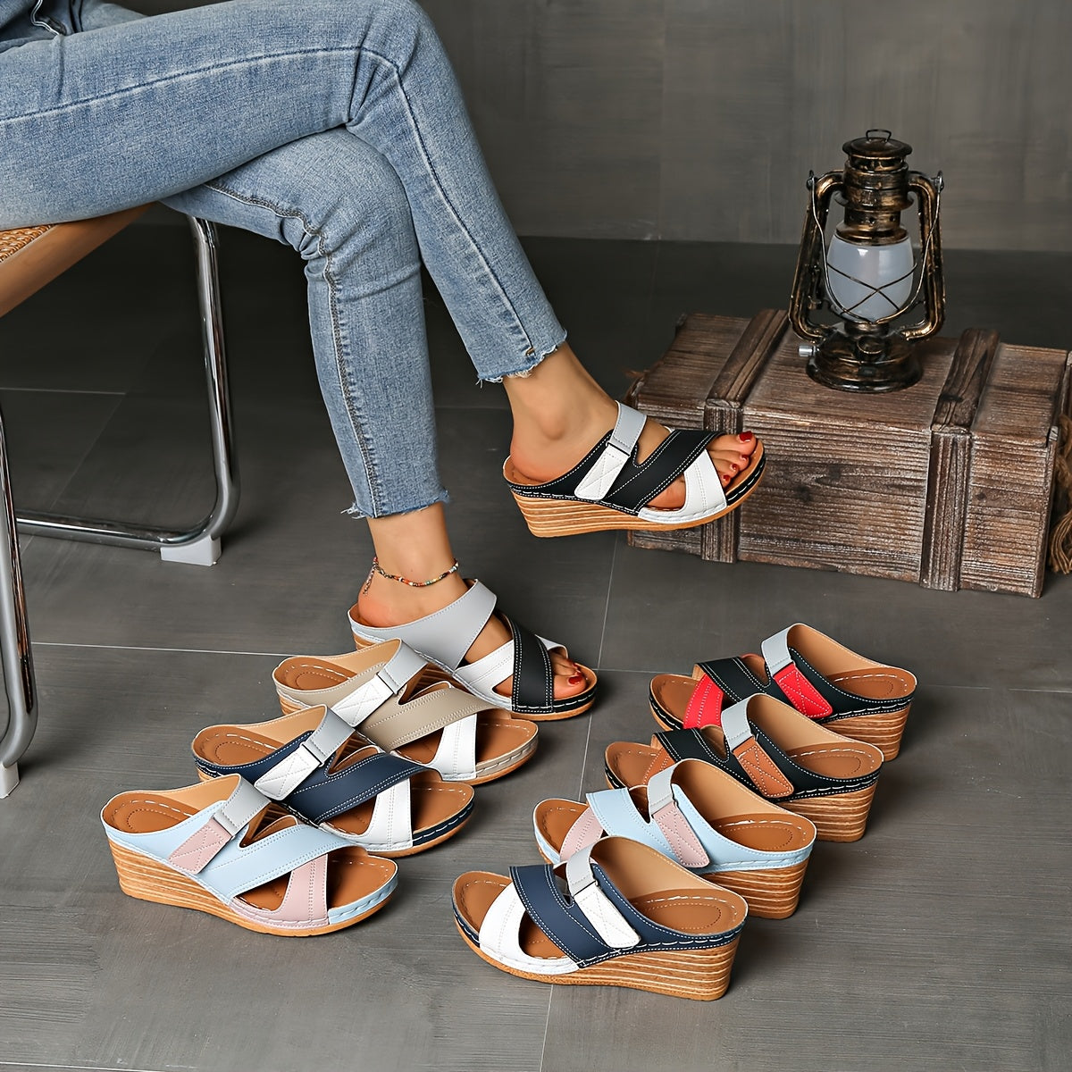 Vibrant Colorblock Wedge Sandals