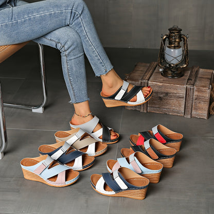 Vibrant Colorblock Wedge Sandals