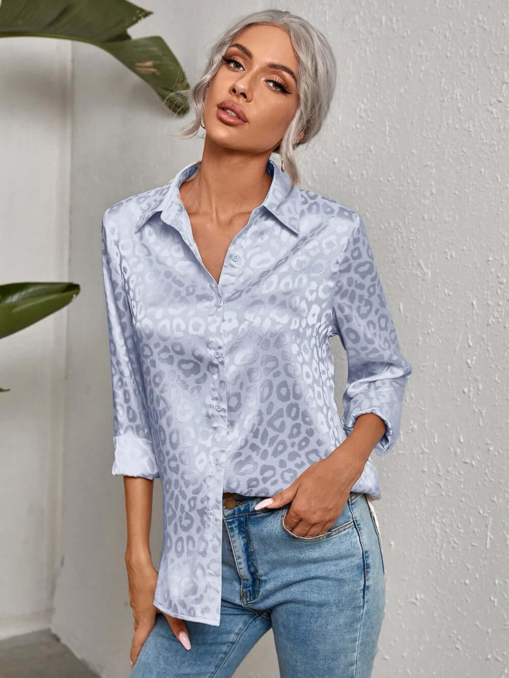 Fashionable Leopard Pattern Women's Top