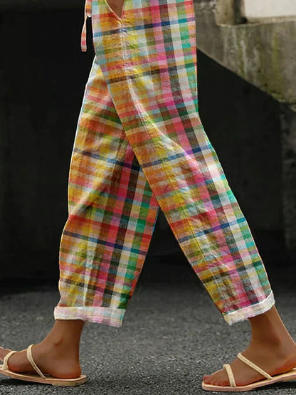 Relaxed Fit Plaid Trousers
