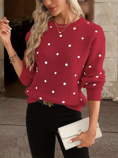 Ladies Classic Spotted Knit Sweater