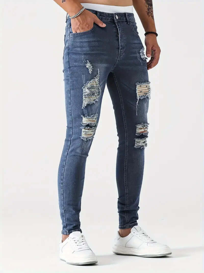Trendy Distressed Slim Fit Jeans