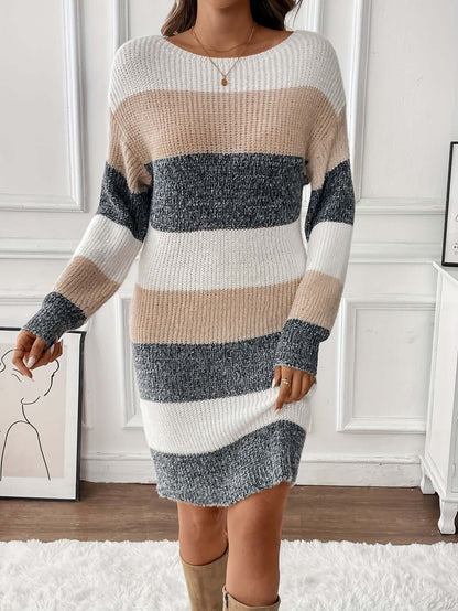 Ladies' Colorful Cable Knit Sweater Dress