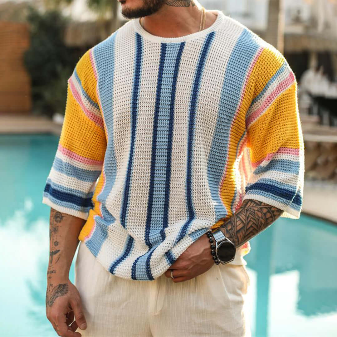 Casual Summer Knit Short Sleeve Sweater - Luxivelle