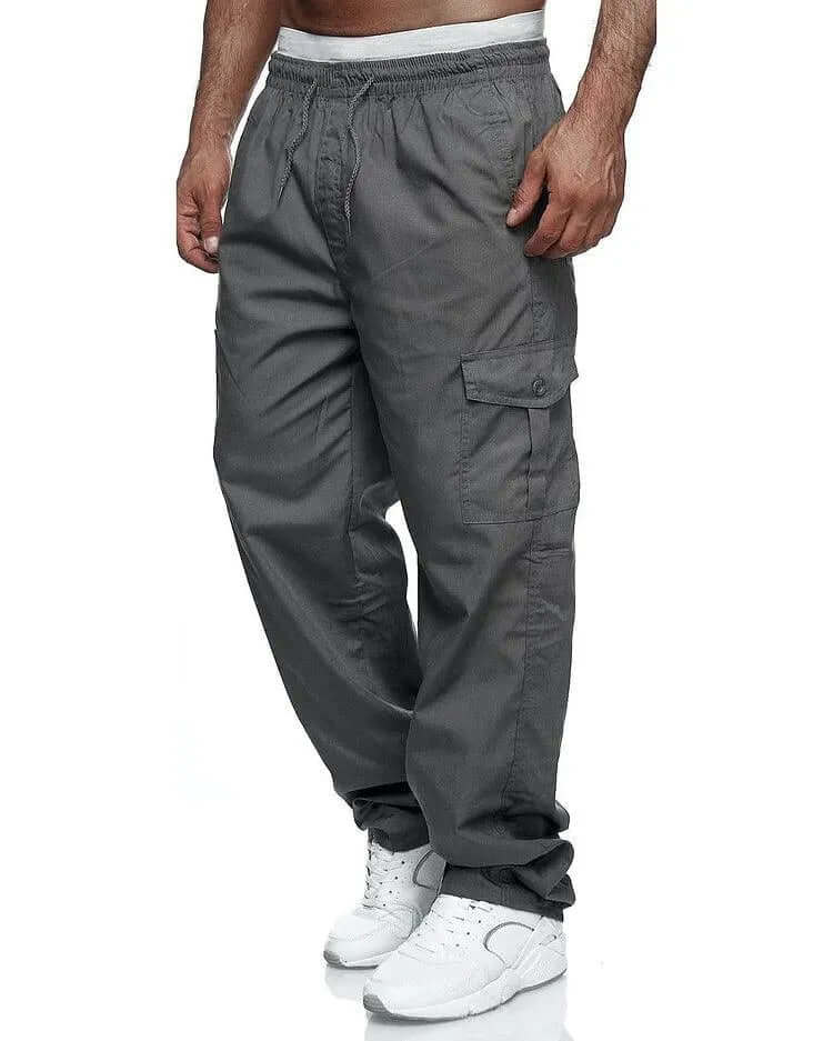 Relaxed Fit Casual Cargo Pants with Stretch Waist