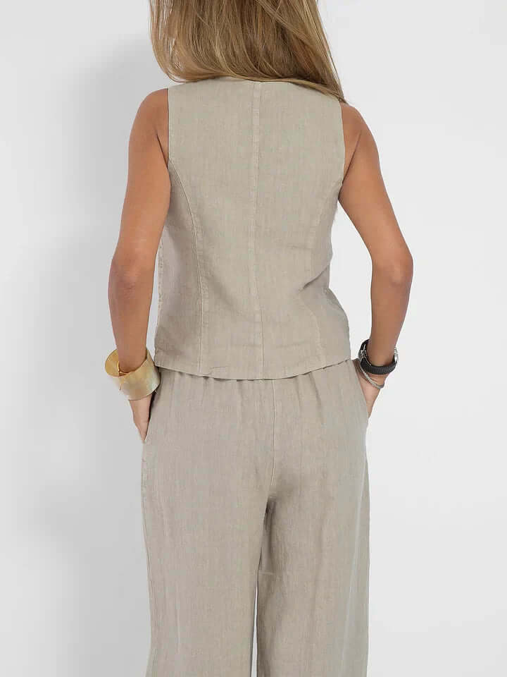 Ladies Natural Fiber Two Piece Suit Set