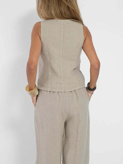 Ladies Natural Fiber Two Piece Suit Set