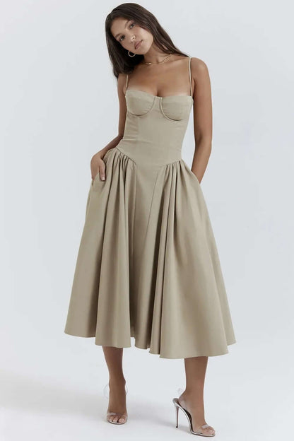 Feminine Strapless Bodycon Mid Length Dress