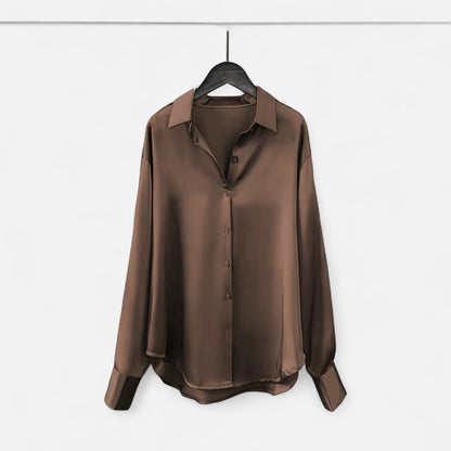Ladies Elegant Silk Button Down Shirt