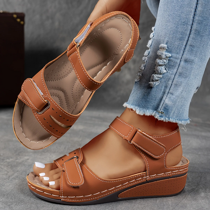 Elegant High Heel Wedge Sandals with Buckle Strap