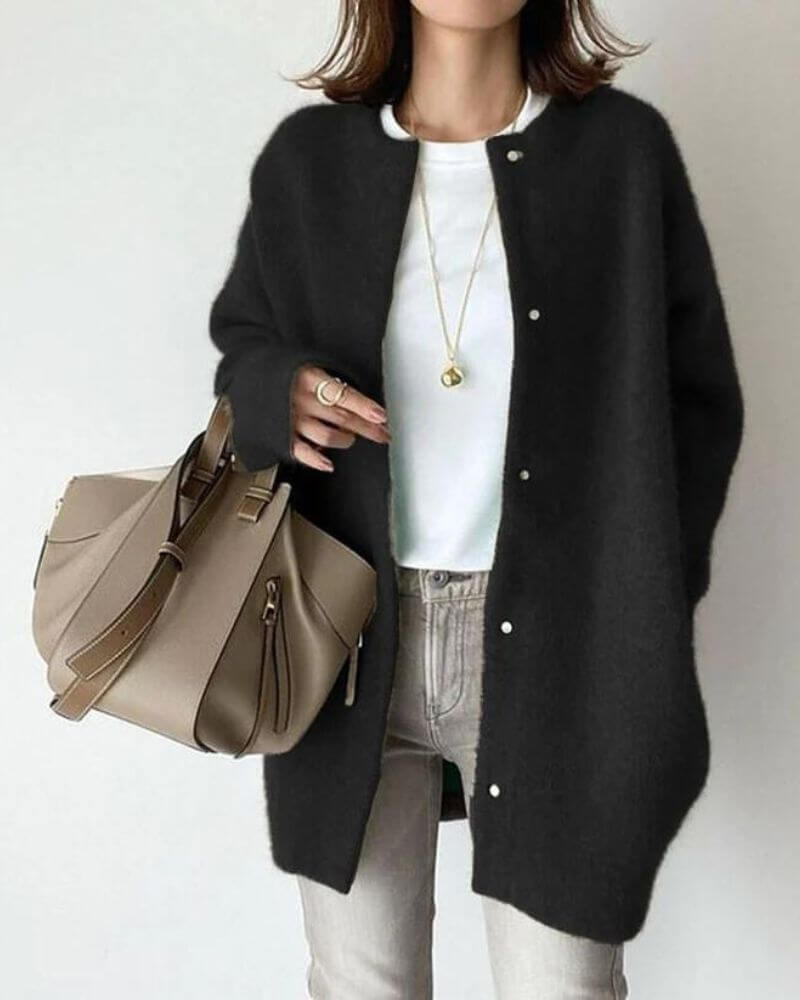Cozy Women's Open Front Sweater - Soft Knit Cardigan