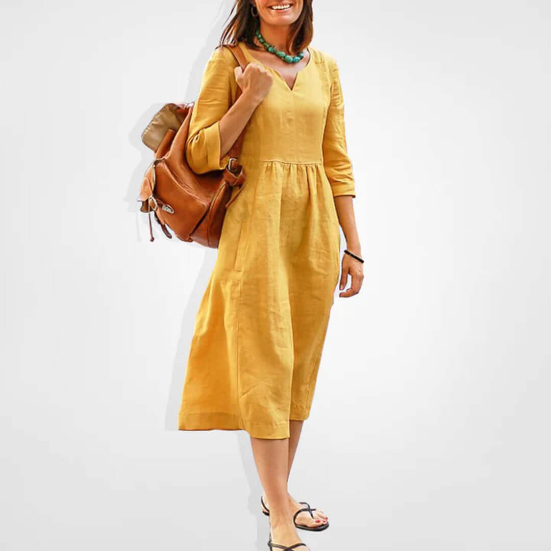 Relaxed Fit Pastel Pink Midi Dress for Women