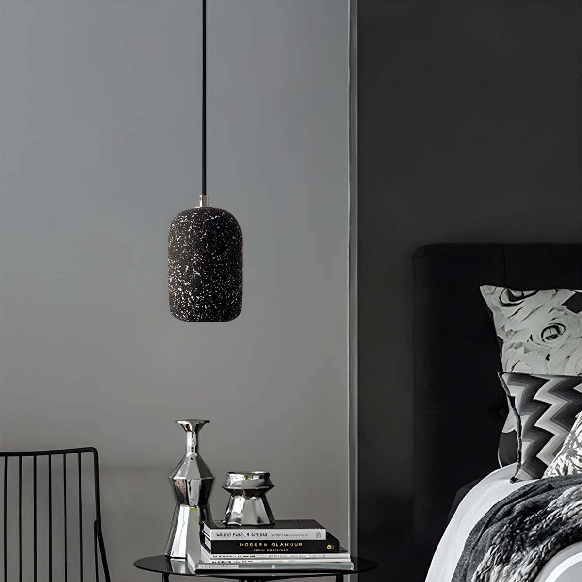 Rustic Metal Hanging Ceiling Light, 16cm Glass Shade