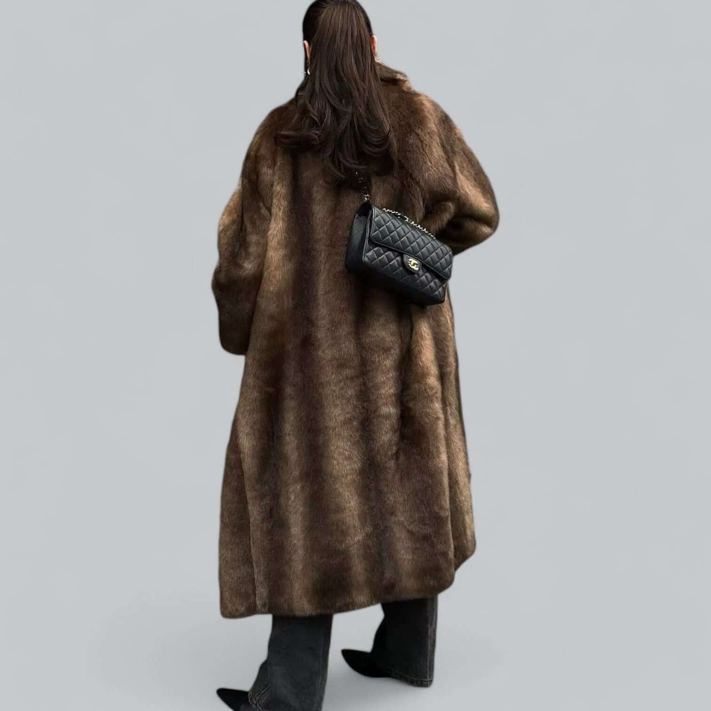 Luxurious Fake Fur Winter Trench Coat