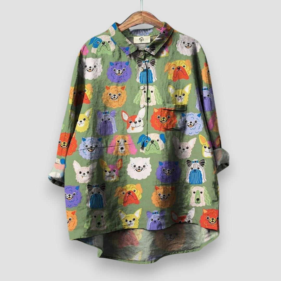 Cute Puppy Print Ladies Tee Shirt