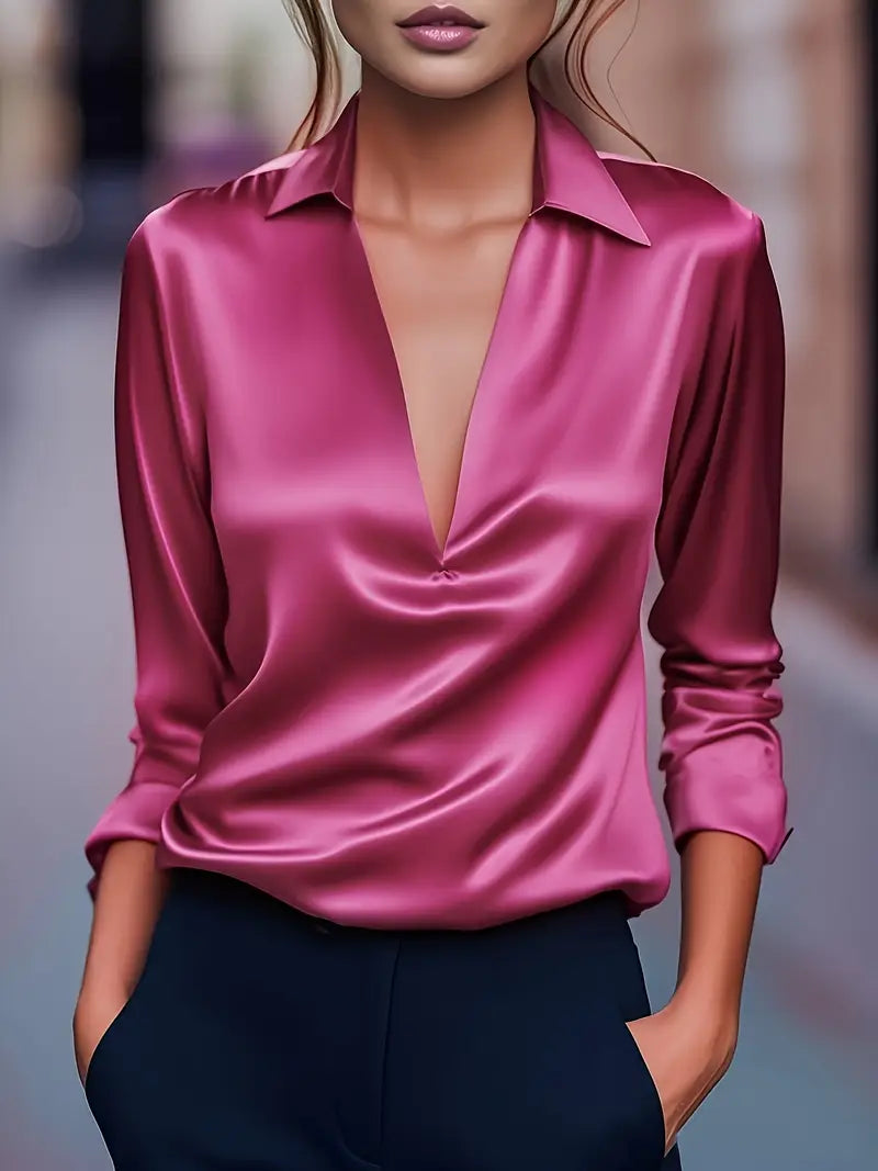 High Quality V Neck Women's Blouse