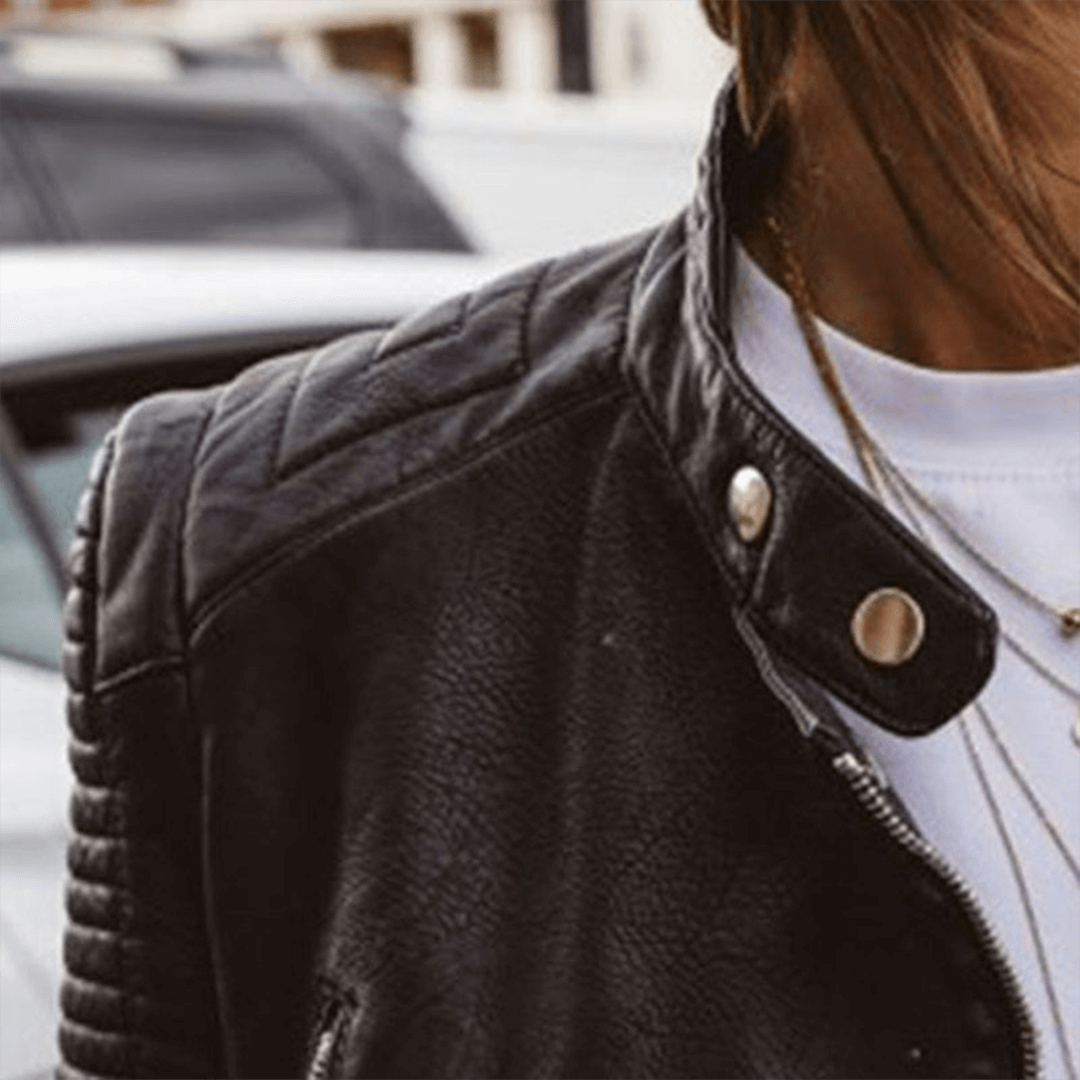 Women's Fitted PU Biker Jacket