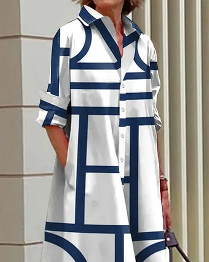 Floral Print A-Line Dress with Pockets for Ladies