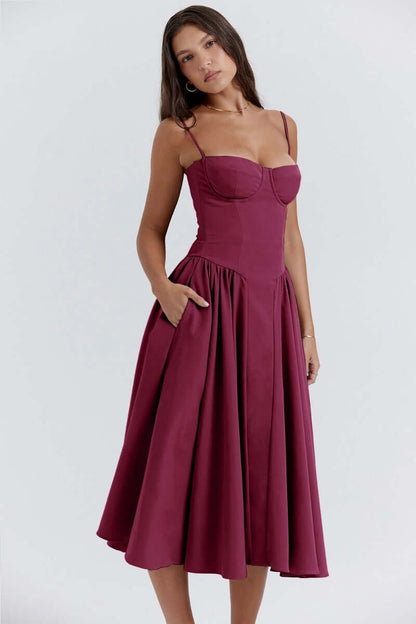 Feminine Strapless Bodycon Mid Length Dress