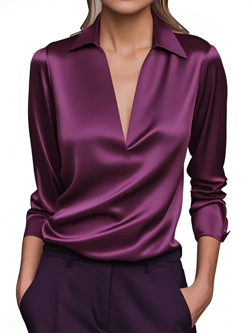 High Quality V Neck Women's Blouse