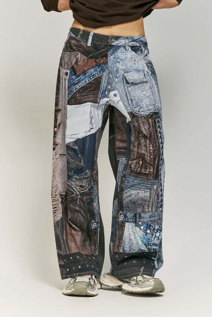 Loose Fit Floral Print Women's Pants