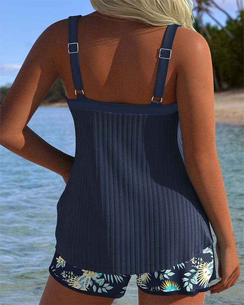 Colorful Striped Swimsuit with Matching Beach Shorts